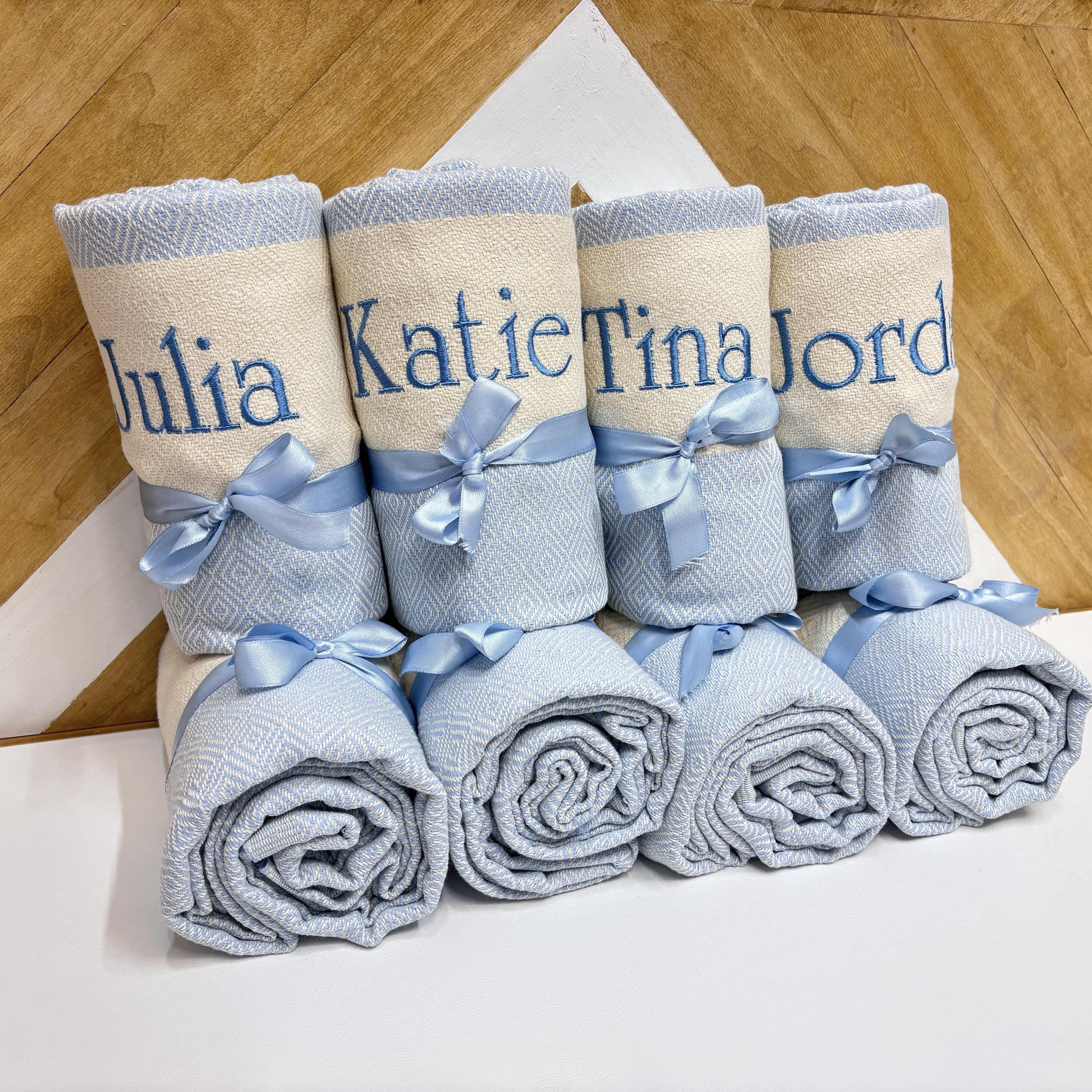 Personalized Towel, Bachelorette Party Gift, Bridesmaid Gift, Wedding Favor, Turkish Beach Towel, Bridal Shower Keepsake, Gift Beach Towel