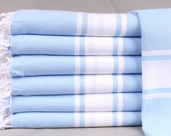 Wedding Favors for Guests, Personalized Gift Box Towel, Baby Blue Towel, Striped Towel, 40x71 Inches Custom Name Towel, Holiday Towel,