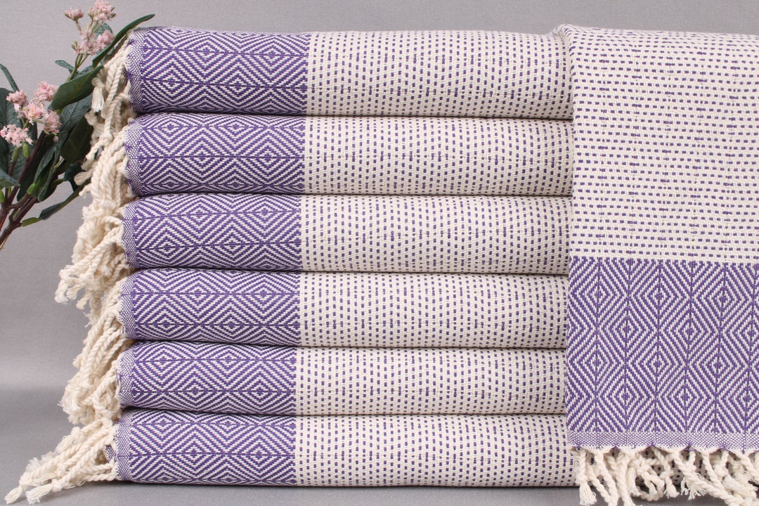 Wedding Dish Towel, Monogram Tea Towel, Purple Towel, Diamond Towel