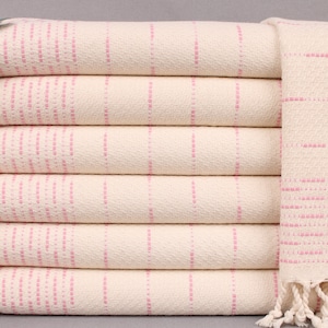 Cotton Tea Towel, Monogrammed Tea Towel, Pink Towel, Striped Design Towel, 18x36 Inches Gift For Him, Bath Decor Towel,