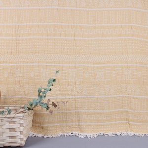 Turkish Blanket, Turkish Throw Blanket, Yellow Bedspread, Aztec Design Blanket, 56x75 Inches Wedding Gift Blanket, Camping Blanket,