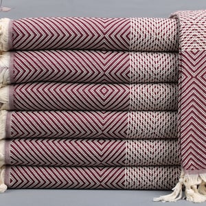 Turkse plaid, picknickdeken, diamantworp, douchegordijn van 79 x 91 inch, yogakleed, groothandeldeken, bordeauxrode stranddeken,