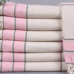 Couch Throw, Personalized Gifts, Pink Throw, Striped Bedcover, 95x103 Inches Shower Curtain, Turkish Blanket, Turkey Throw, Warm Bedcover,