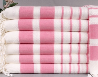 Aangepaste Turkse handdoek, gepersonaliseerd cadeau, roze handdoek, gestreepte handdoek, 39 x 73 inch monogram handdoek, saunahanddoek, kalkoenhanddoek, spahanddoek,
