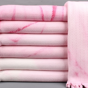 Turkish Blanket, Turkish Bedspread, Chevron Tie Dye Blanket, 67x91 Inches Couch Cover, Bedding Blanket, Pink Bedcover, Turkish Throw,