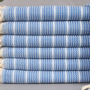 Turkish Bath Towel, Turkish Towel Beach, Sax Blue-Baby Blue Towel, Striped Towel, 40x71 Inches Custom Name Towel, Fitness Towel,