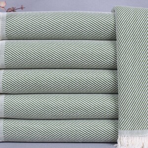 Turkish Towel, Personalized Towel, Dark Green Peshtemal, Striped Peshtemal, 36x71 Inches Bridal Shower Towel, Sarong Peshtemal,