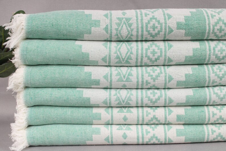 Picnic Blanket, Handwoven Blanket, Green Throw, Kilim Blanket, 56x85 Inches Cotton Blanket, Bedding Throw, Turkey Throw, Xmas Gift Throw, image 3