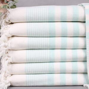 Personalized Towel, Personalized Turkish Towel, Mint Towel, Striped Peshtemal, 40x67 Inches Bridal Shower Towel, Tablecloth Peshtemal,
