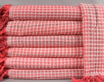 Custom Blanket, Wholesale Blankets, Red Blanket, Striped Blanket, 71x95 Inches Table Cover, Turkey Blanket, King Size Blanket,