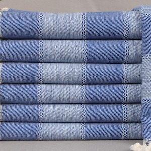 Personalized Towel, Custom Turkish Towel, Sax Blue-Blue Towel, Striped Towel, 36x65 Inches Bachelor/Bachelorette Party Favors,