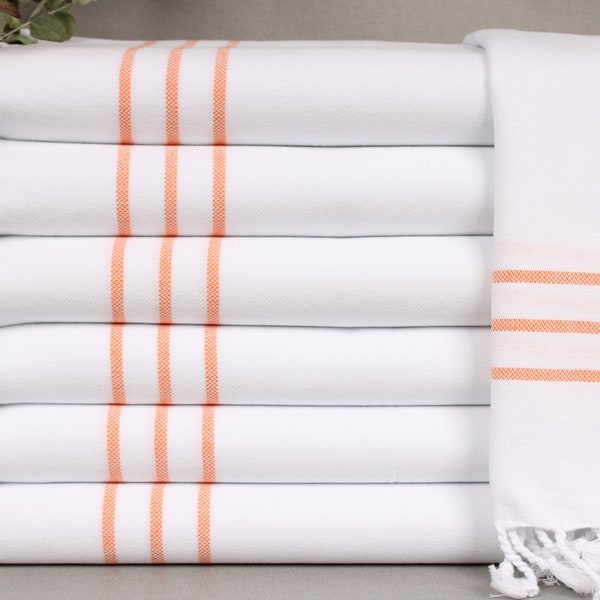 Kitchen Towel, Turkish Towel, Orange Washcloth, Striped Towel, 24x40 Inches Embroidered Towel, Travel Peshkir, Holiday Peshkir,