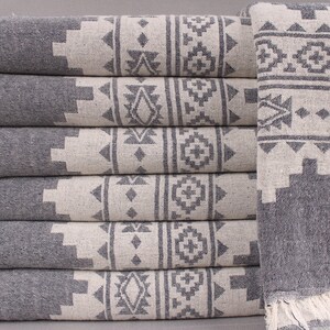 Couverture turque, couvertures cadeaux de mariage, couverture bleu marine, couverture kilim, couverture en coton de 56 x 85 pouces, couverture turque, couverture chaude, image 2