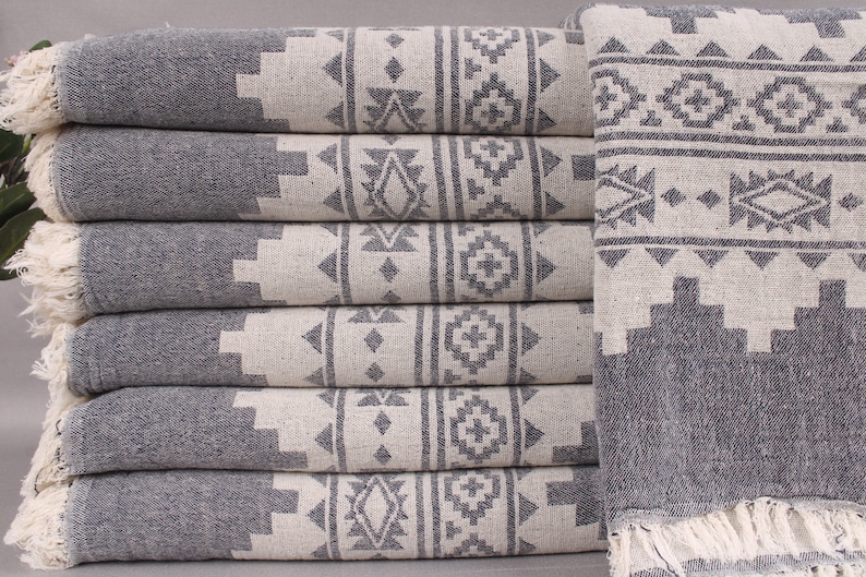 Couverture turque, couvertures cadeaux de mariage, couverture bleu marine, couverture kilim, couverture en coton de 56 x 85 pouces, couverture turque, couverture chaude, image 2