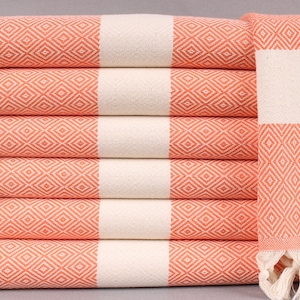 Monogram Tea Towel, Guest Hand Towel, Light Orange Towel, Diamond Towel, 20x36 Inches Turkish Towel, Camping Towel, Tea Towel,