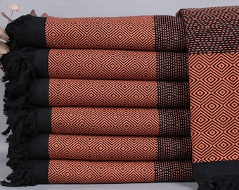 Large Towel, Picnic Blanket, Diamond Bedspread, 79x99 Inches Shower Curtain, Decorative Orange Throw, King Size Bedspread, Pilates Blanket,
