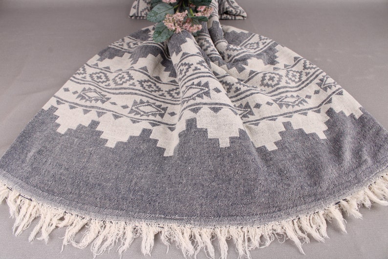 Couverture turque, couvertures cadeaux de mariage, couverture bleu marine, couverture kilim, couverture en coton de 56 x 85 pouces, couverture turque, couverture chaude, image 8