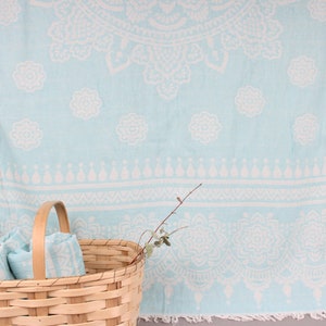 Turkish Towel Beach, Embroidered Beach Towel, Turquoise Bath Towel, Floral Patterned Towel, 36x73 Inches Wedding Shower Gifts,