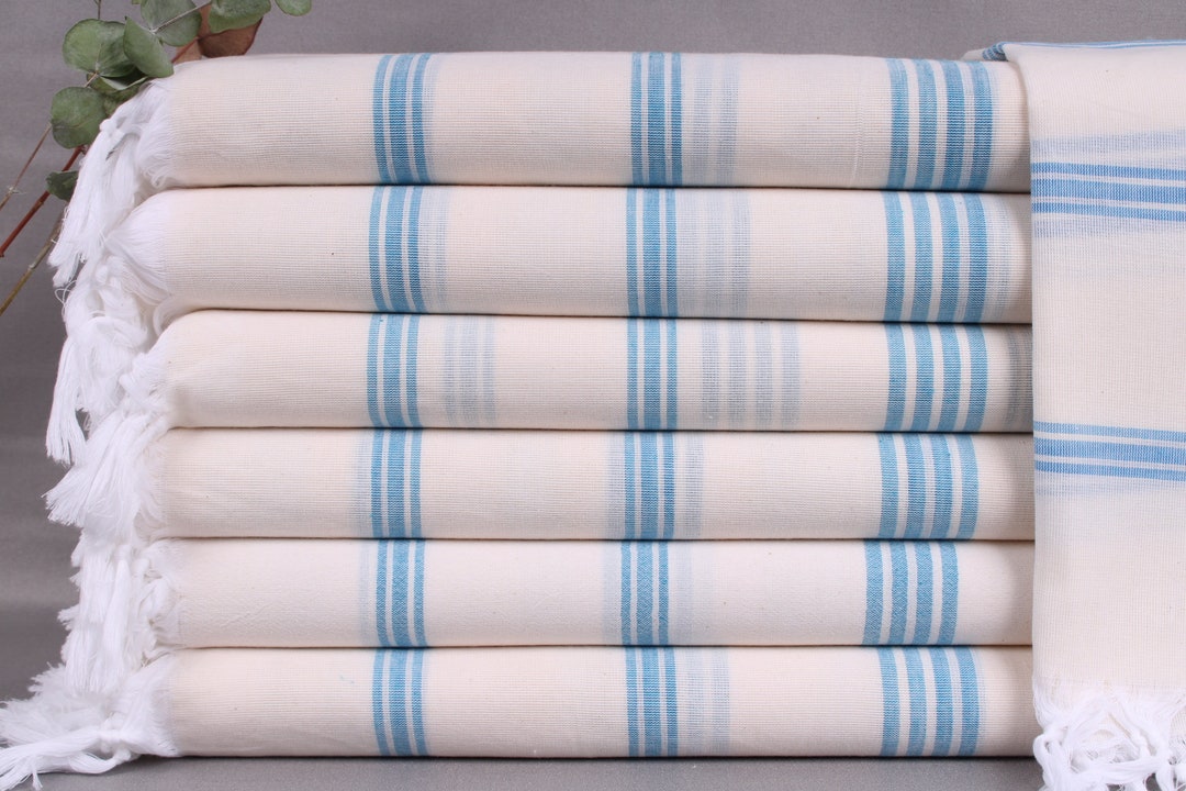 Native Fab Turkish Stripe Beach Towels 4 Pack - 40x71 Inch 100% Cotton Quick Dry Lightweight Thin Sand Free - Extra Large Peshtemal Towel For Adults Travel Bath Spa Pool Camp
