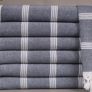 Organic Towel, Personalized Turkish Beach Towel, Navy Peshtemal, Striped Peshtemal, 30x69 Inches Turkish Towel for Gift, Bachelor Peshtemal,