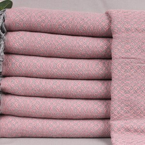 Personalized Gift Box Towel, Turkish Towel, Pink Towel, Geometric Towel, 40x71 Inches 50th Wedding Anniversary Gifts, Wedding Towel,