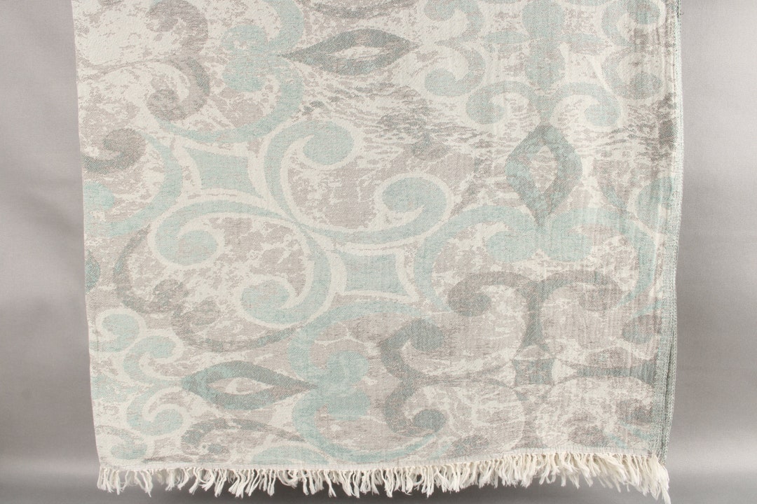 Handwoven Blanket, Beach Blanket, Greenbrown Blanket, Patterned Throw