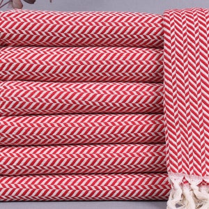 Organic Towel, Beach Towel, Chevron Peshtemal, Red Towel, 40x71 Inches Turkish Towel Wholesale, Guest Peshtemal, Hammam Towel, Pareo Towel,