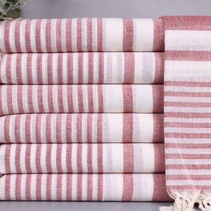 Personalized Towel, Personalized Turkish Towel, Red Peshtemal, Striped Towel, 40x71 Inches Bachelorette Favor Towels, Camping Peshtemal,