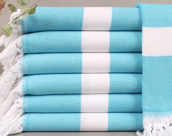 Embroidered Beach Towel, Personalized Towels, Turquoise Towel, Diamond Towel, 40x71 Inches Wedding Shower Gift, Picnic Towel,