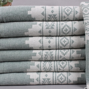 Couch Throw, Home Decor Blanket, Dark Green Bedspread, Kilim Bedspread, 79x91 Inches Couch Cover, Wholesale Bedcover, Camping Bedspread,