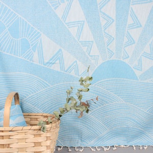 Beach Towel, Turkish Towel, Turquoise Peshtemal, Patterned Peshtemal, 40x71 Inches Pool Towel, Camping Peshtemal, Hammam Towel,