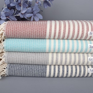 Turkish towel, Bachelorette Favor, 40&quot;x67&quot; Cotton Towel, Gift For Her, Striped Towel, Custom Wedding Gift, Welcome Wedding Gift,