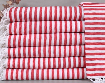Beach Blanket, Wedding Gift Blankets, Striped Bedspread, Red Blanket, 75x103 Inches Sofa Cover, Couch Throw, Beach Throw, Decor Bedcover,
