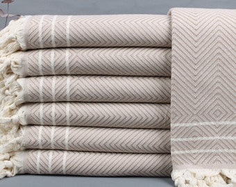 Turkish Throw Blanket, Turkish Bedspread, Diamond Bedcover, 71x95 Inches Sofa Cover, Beige Throw, Pilates Blanket, Organic Bedspread,