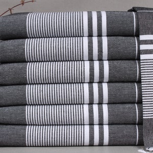 Toalha turca, toalha de mão, toalha preta, peshkir listrado, presente de 24 x 40 polegadas para ela, pedido em massa peshkir, Owen Peshkir,