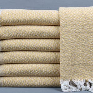 Sofa Blanket, Mustard Turkish Blanket, Chevron Bedcover, 63x75 Inches Wedding Gift Blanket, Decorative Blanket, Bulk Order Bedspread,