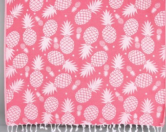 Monogrammed Beach Towel, Bachelorette Party Gifts Bridesmaids, Lightweight towel, Pineapple Design Towel, 36"x71" Cotton Towel,