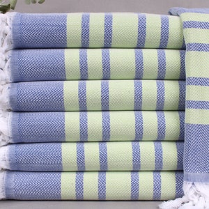 Turkish Towel, Organic Cotton Towels, Blue-Light Green Towel, Chevron Towel, 40x63 Inches Monogrammed Towel, Scarf Peshtemal,