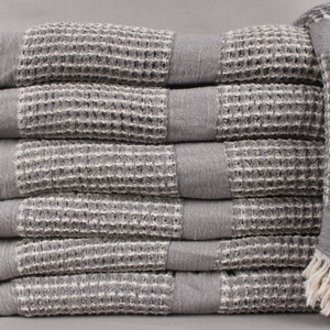Sofa Blanket, Wedding Gift Blankets, Dark Gray Throw, Waffle Blanket, 79x83 Inches Cotton Bedspread, Bulk Order Throw, Bedding Throw,