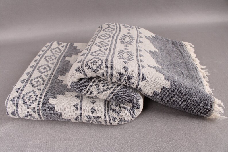 Couverture turque, couvertures cadeaux de mariage, couverture bleu marine, couverture kilim, couverture en coton de 56 x 85 pouces, couverture turque, couverture chaude, image 9