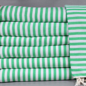 Large Towel, Turkish Bedspread, Striped Blanket, 75x103 Inches Table Cover, Green Blanket, Beach Blanket, Yoga Blanket, Picnic Bedspread,