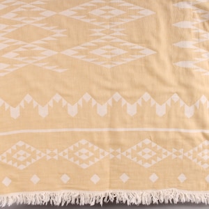 Couch Throw, Handwoven Blanket, Mustard Blanket, Geometric Throw, 60x71 Inches Sofa Cover, Oversize Blanket, Organic Throw,