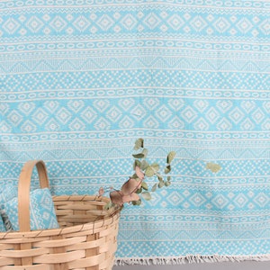 Organic Towel, Turkish Beach Towel, Turquoise Towel, Geometric Towel, 36x71 Inches Baby Blanket, Decor Towel, Tablecloth Towel,