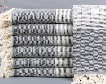 Home Decor Blanket, Turkish Bedspread, Diamond Bedspread, 71x79 Inches Bed Cover, Bulk Order Bedspread, Dark Gray Throw, Beach Bedcover,