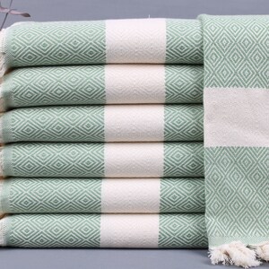 Dish Towel, Turkish Tea Towels, Diamond Green Peshkir, 20x36 Inches Embroidered Towel, Bulk Order Dishcloth, Wholesale Washcloth,