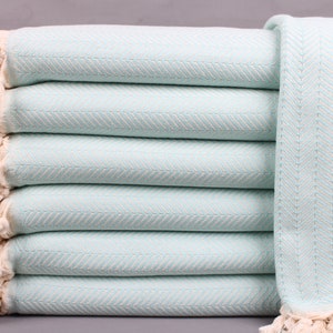 Picnic Blanket, Sofa Blanket, Chevron Mint Throw, 75x91 Inches Couch Cover, Pilates Blanket, King Size Throw, Couch Bedcover,
