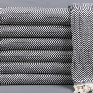 Turkish Blanket, Wedding Gift Blankets, Chevron Dark Gray Bedspread, 75x91 Inches Sofa Cover, Decorative Throw, Bulk Order Blanket,