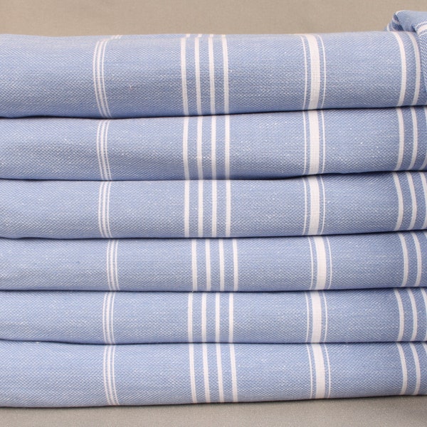 Wedding Gift Blankets, Custom Blanket, Light Blue Throw, Striped Blanket, 79x95 Inches Handwoven Bedspread, Beach Throw, Curtain Throw,