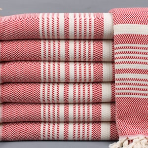 Beach Towel, Wholesale Towels, Striped Red Peshtemal, 40x71 Inches Bridal Shower Towel, Gym Towel, Summer Peshtemal, Guest Towel,
