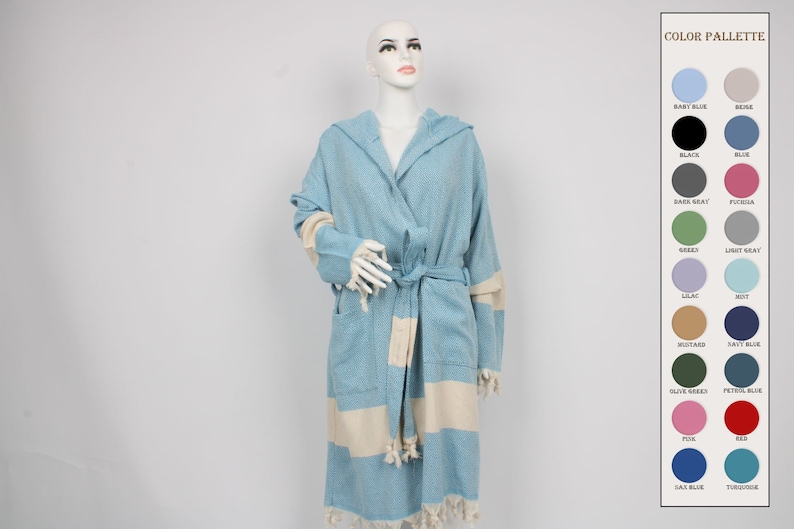 Turkish Towel Robe, Robes for Wedding Gifts, Organic Housecoat, Unisex Bathrobe, Mens and Womens Robe, Morning Gown, Chic Beach Cloths, imagem 1